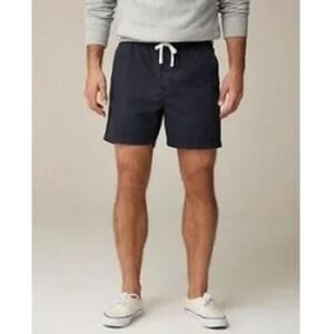 J.Crew Mens Dock Shorts Navy Blue Elastic Waist Drawstring Cotton Twill Size S